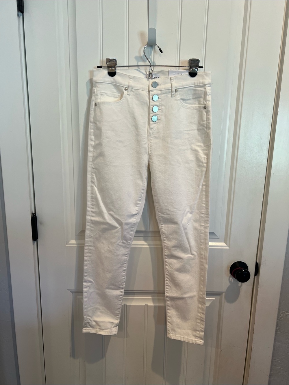 LOFT White High Waist Skinny Crop Jeans Size 4